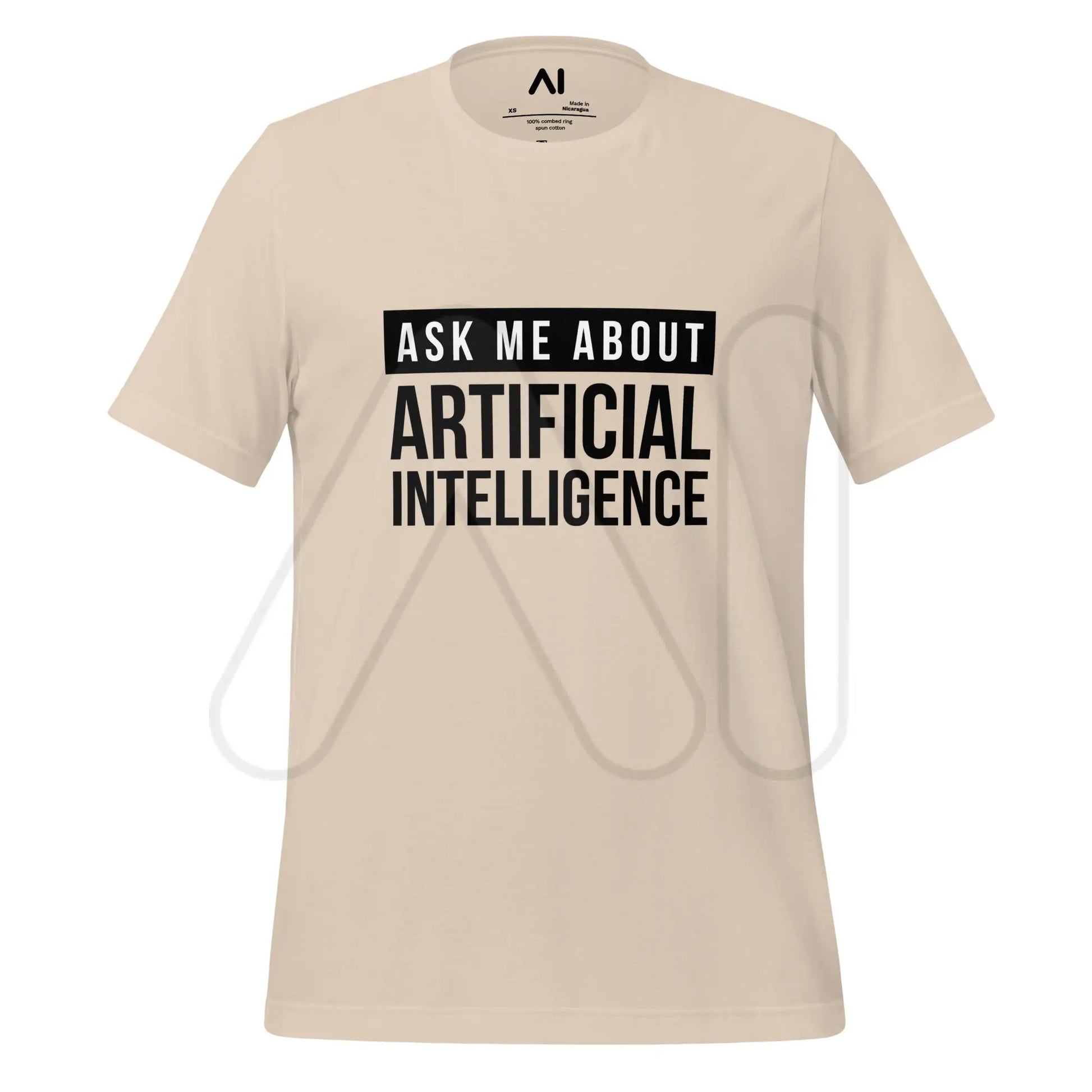 Ask Me About Artificial Intelligence in Black T-Shirt (unisex) - Soft Cream / M