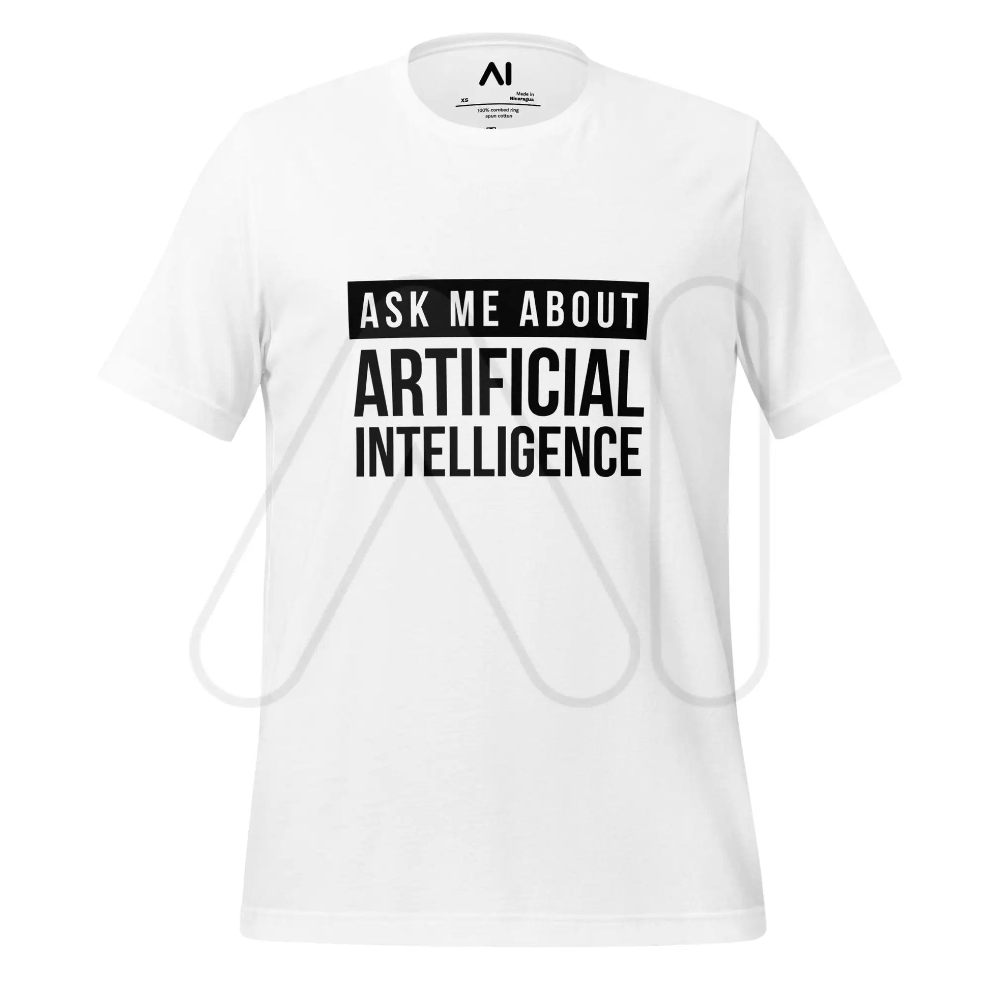 Ask Me About Artificial Intelligence in Black T-Shirt (unisex) - White / M