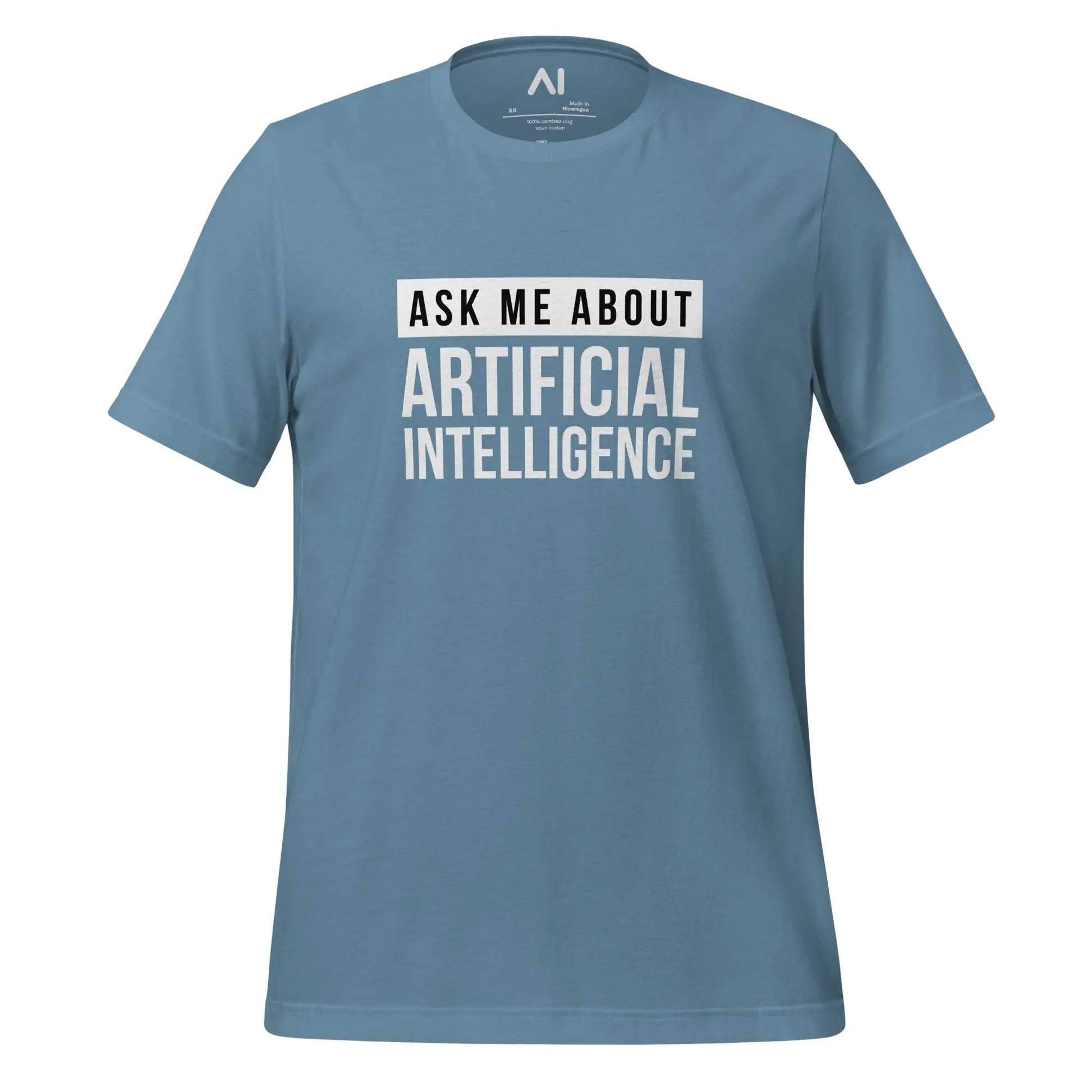 Ask Me About Artificial Intelligence T-Shirt (unisex) - Steel Blue / M