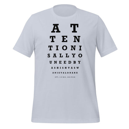 Attention Is All You Need Eye Sight Test T-Shirt (unisex) - Light Blue - AI Store