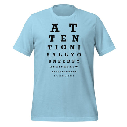 Attention Is All You Need Eye Sight Test T-Shirt (unisex) - Ocean Blue - AI Store