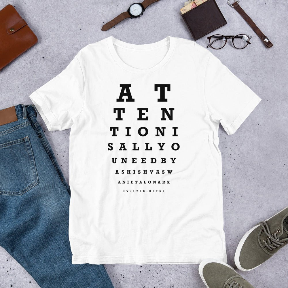 Attention Is All You Need Eye Sight Test T-Shirt (unisex) - White - AI Store