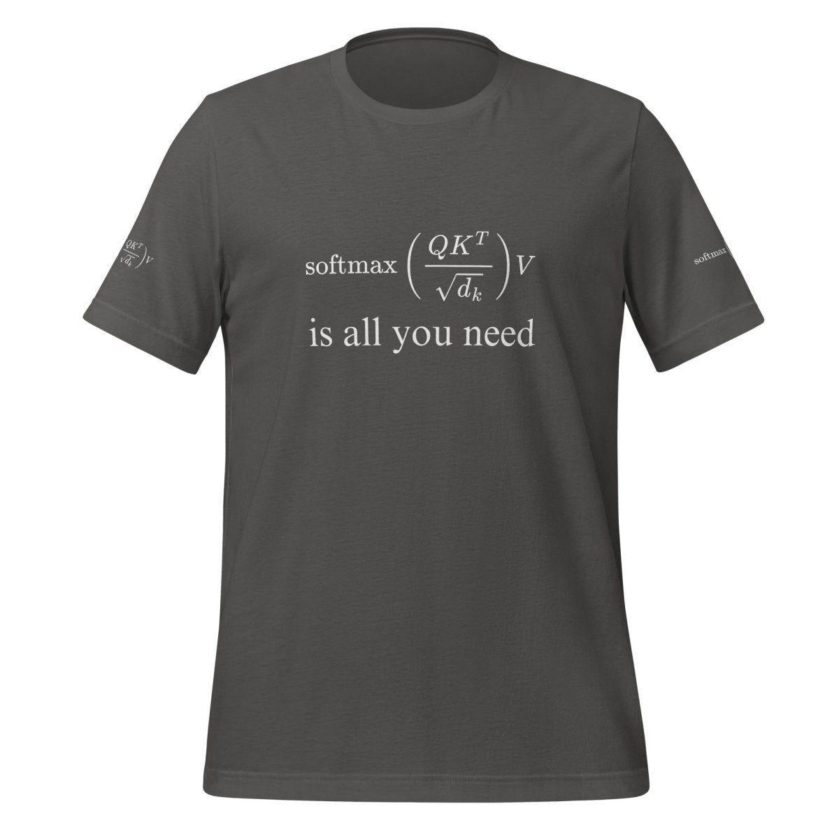 Attention is All You Need Formula on Sleeves T-Shirt (unisex) - Asphalt - AI Store