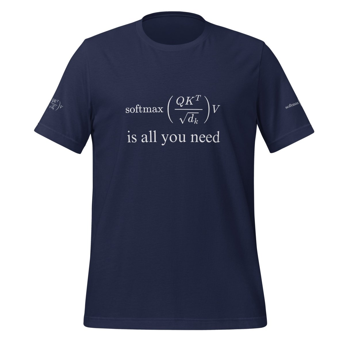 Attention is All You Need Formula on Sleeves T-Shirt (unisex) - Navy - AI Store