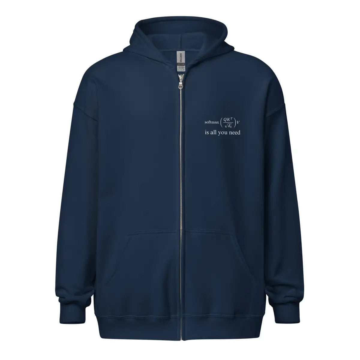 Attention is All You Need Front and Back Zip Hoodie (unisex) - Navy / M