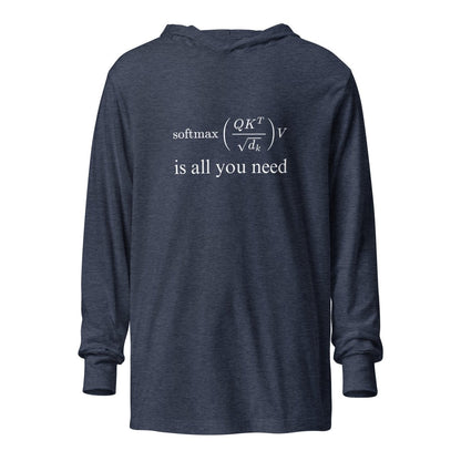 Attention is All You Need Hooded Long Sleeve T-Shirt - Heather Navy - AI Store