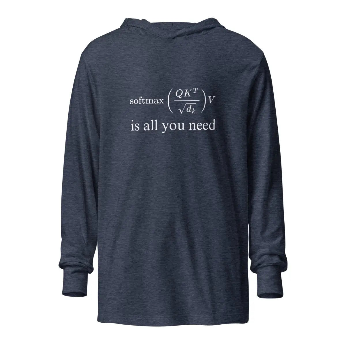 Attention is All You Need Hooded Long Sleeve T-Shirt - Heather Navy / M