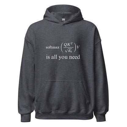 Attention is All You Need Hoodie (unisex) - Dark Heather - AI Store