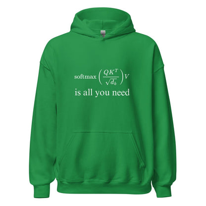 Attention is All You Need Hoodie (unisex) - Irish Green - AI Store