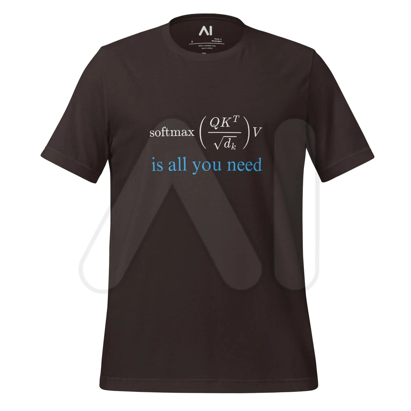 Attention is All You Need in Blue T-Shirt (unisex) - Brown / M