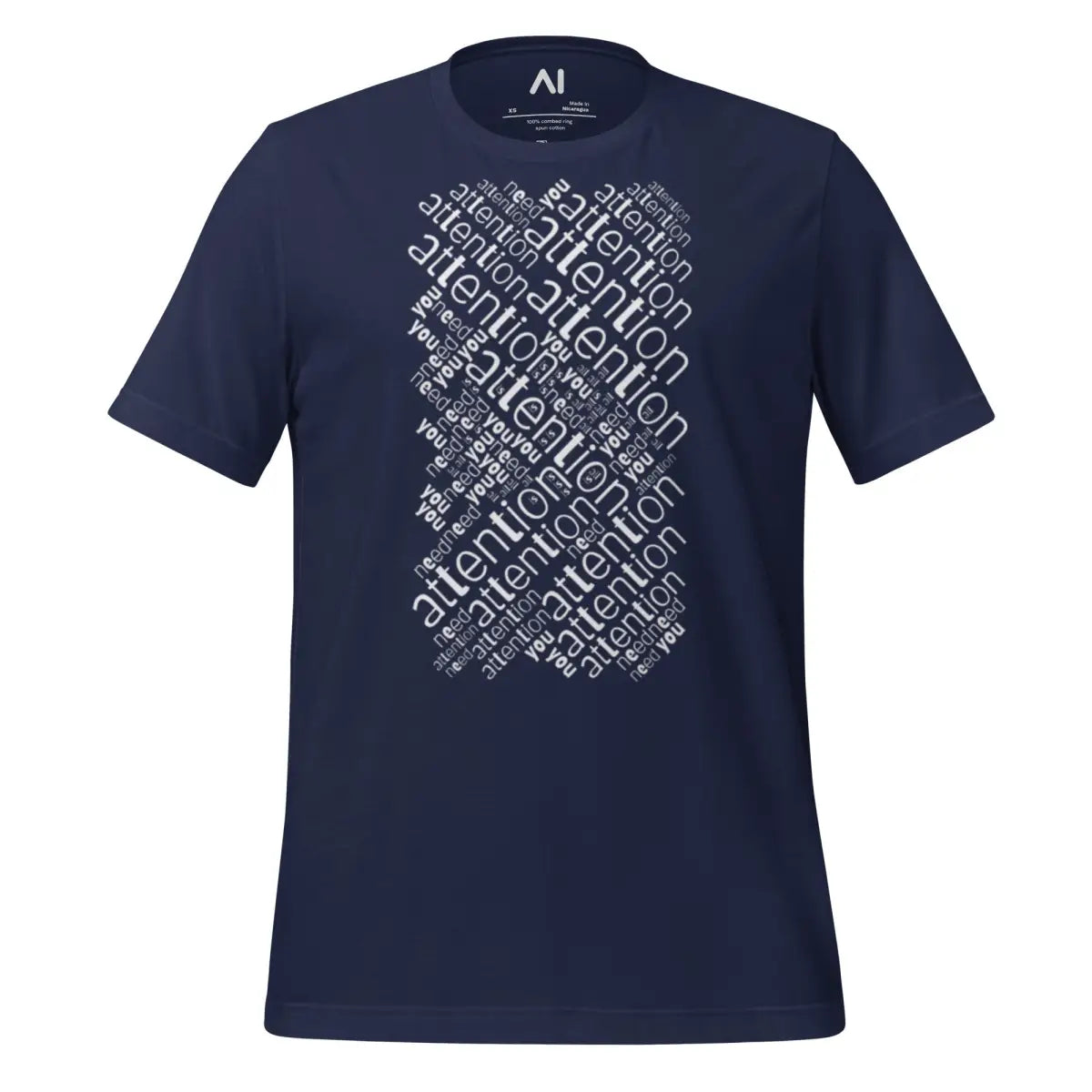 Attention is All You Need Word Cloud T-Shirt (unisex) - Navy / M