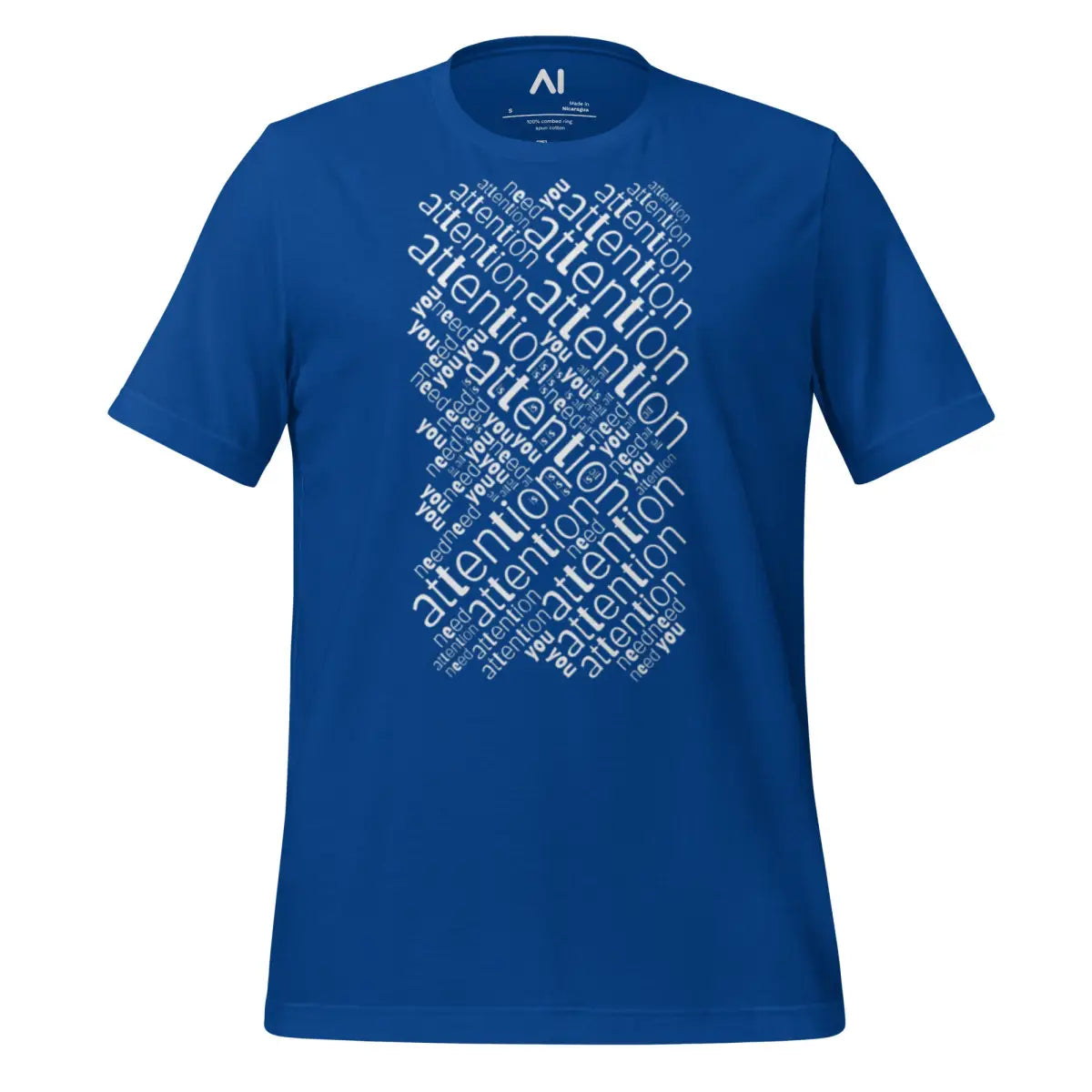 Attention is All You Need Word Cloud T-Shirt (unisex) - True Royal / M