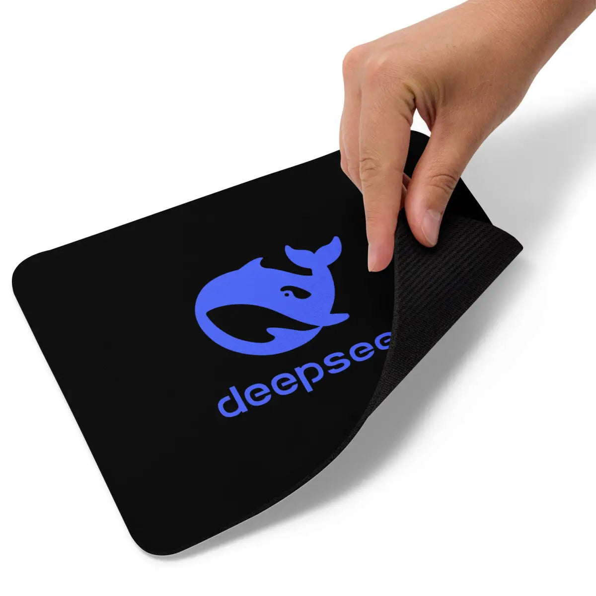 Black DeepSeek Stacked Logo Mouse Pad