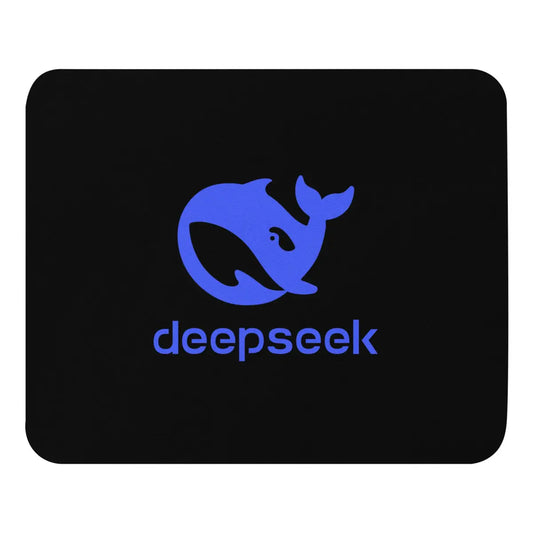 The Black Deepseek Stacked Logo Mouse Pad.