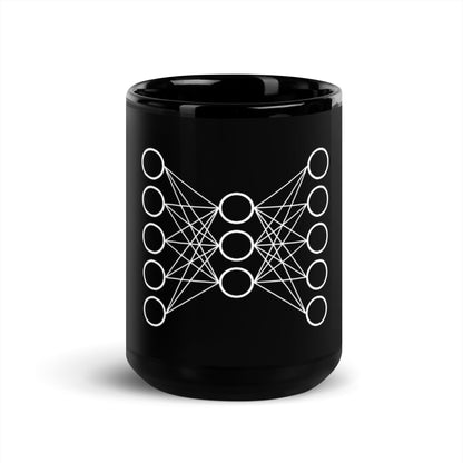 Neural Network Black Glossy Mug 9 - 15 oz + 2024 AI Store Discount Code