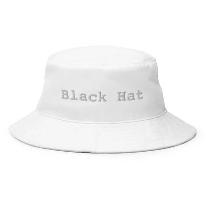 ’Black Hat’ Embroidered Bucket Hat - White