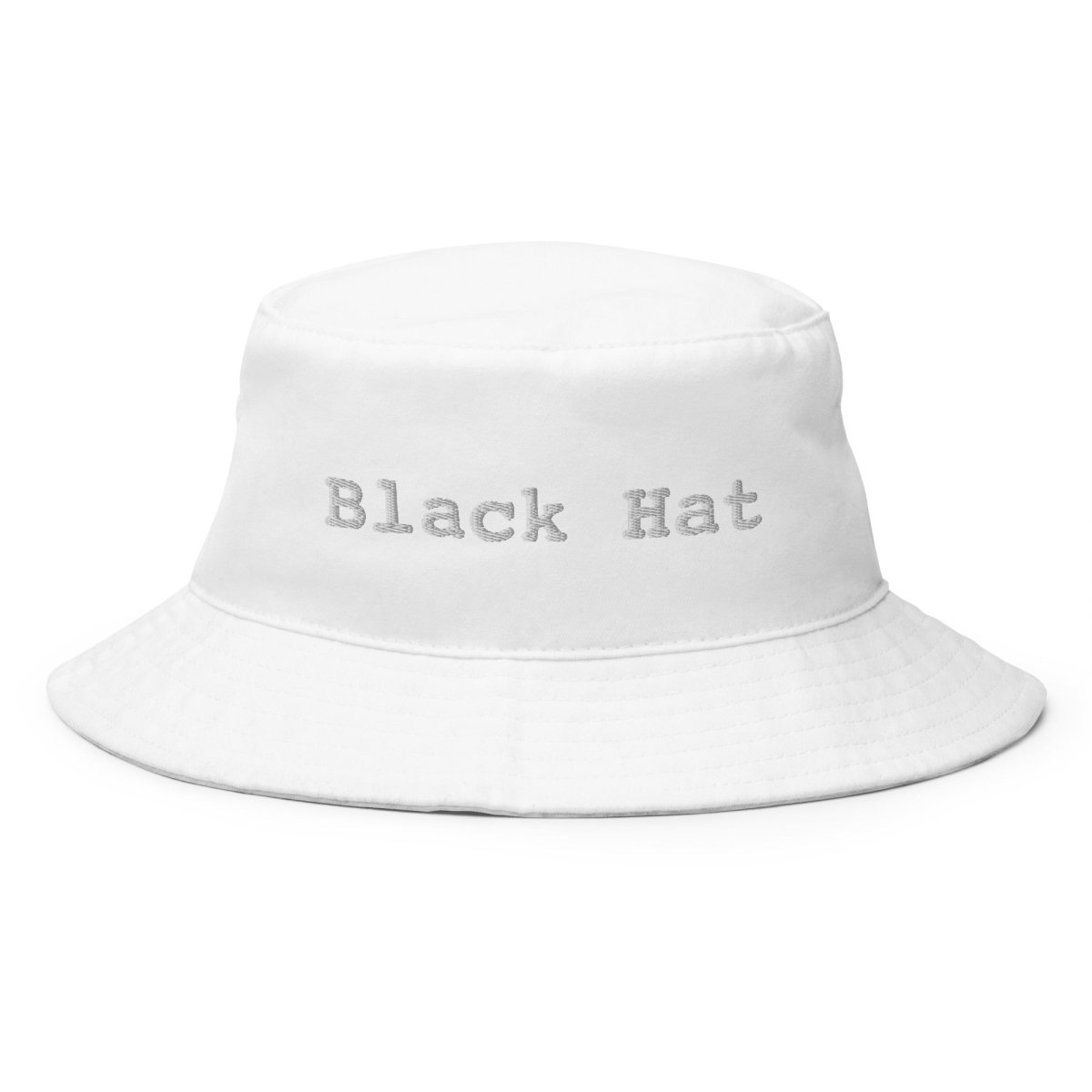 "Black Hat" Embroidered Bucket Hat - White - AI Store