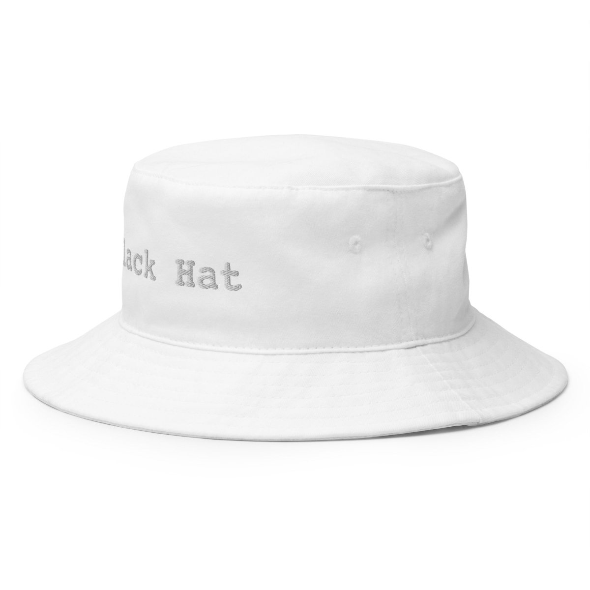 "Black Hat" Embroidered Bucket Hat - White - AI Store