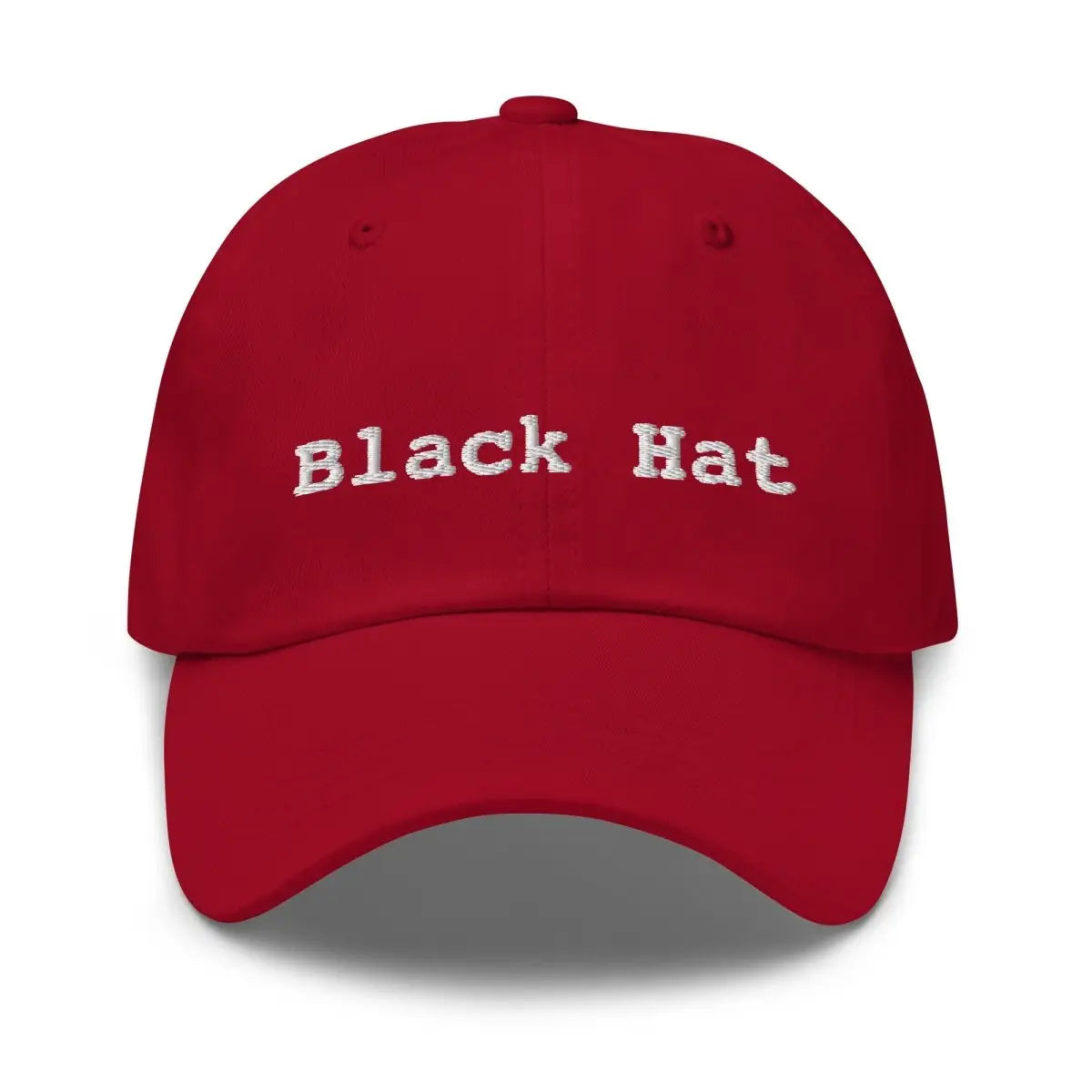 Black Hat Embroidered Cap - Cranberry