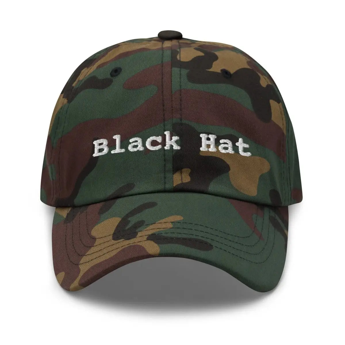 Black Hat Embroidered Cap - Green Camo