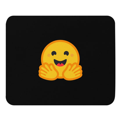 Black Hugging Face Icon Mouse Pad - AI Store