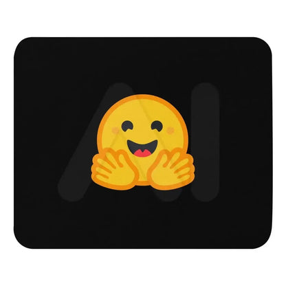 Black Hugging Face Icon Mouse Pad