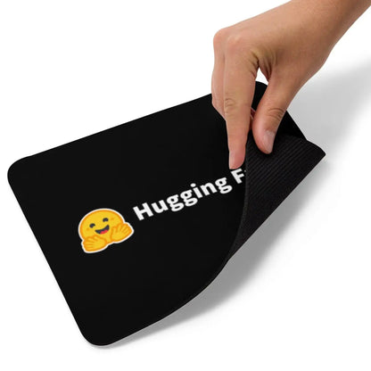 Black Hugging Face Logo Mouse Pad