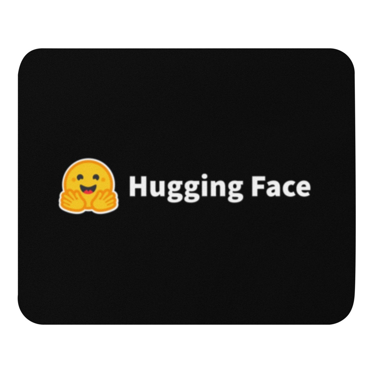 Black Hugging Face Logo Mouse Pad - AI Store