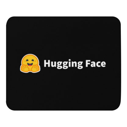 Black Hugging Face Logo Mouse Pad - AI Store