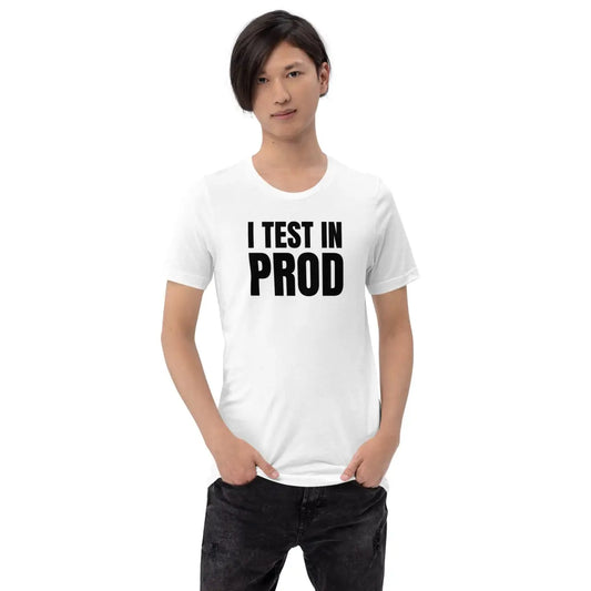 The Black i Test in Prod T-shirt (unisex).