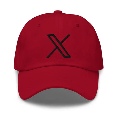 Black Twitter X Logo Cap - Cranberry