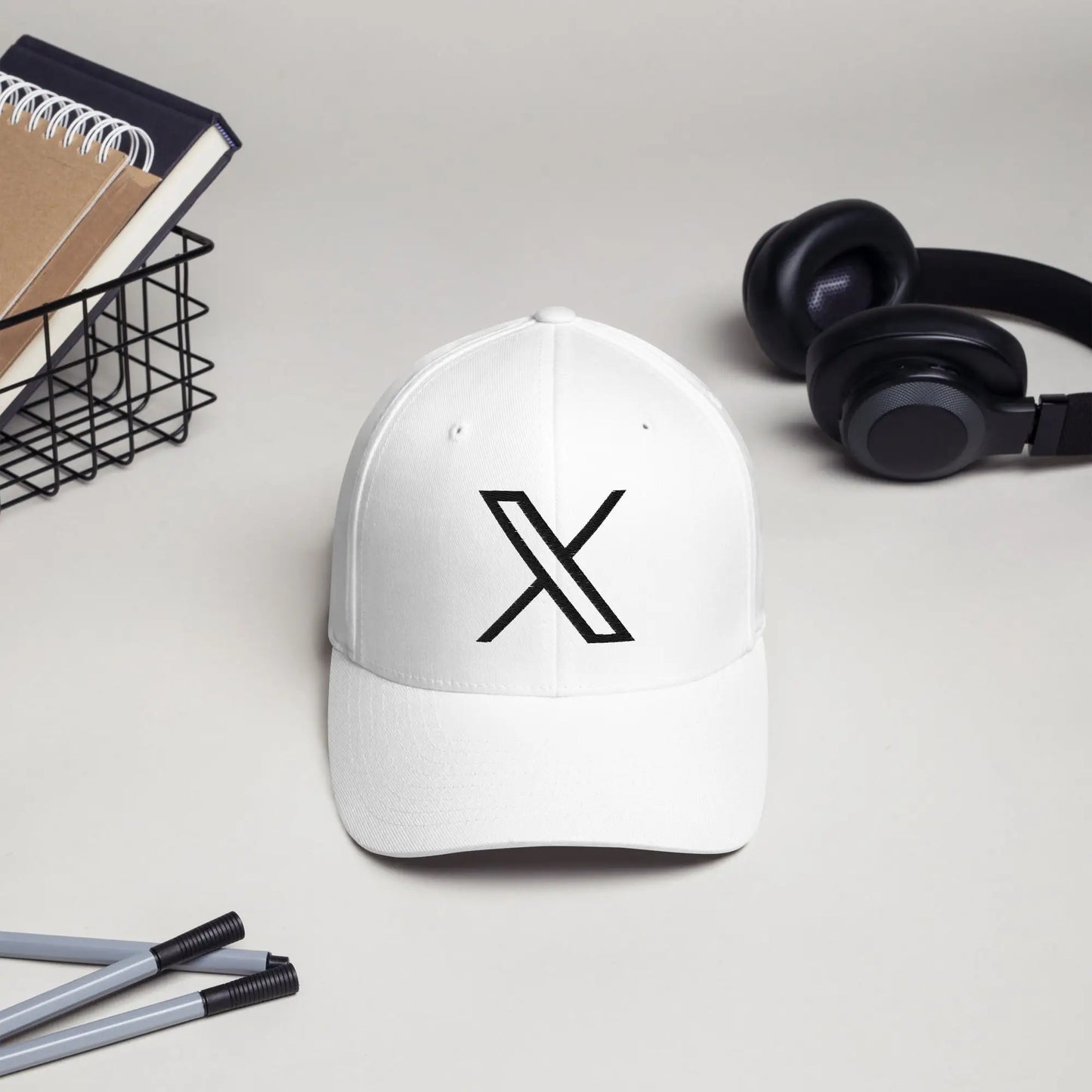 Black Twitter X Logo Closed-Back Baseball Cap