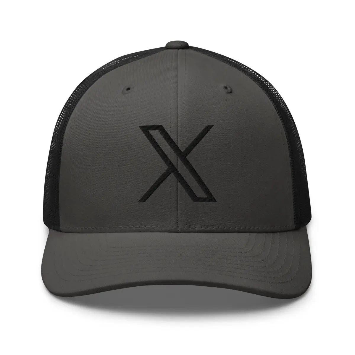 Black Twitter X Logo Trucker Cap - Charcoal/ Black