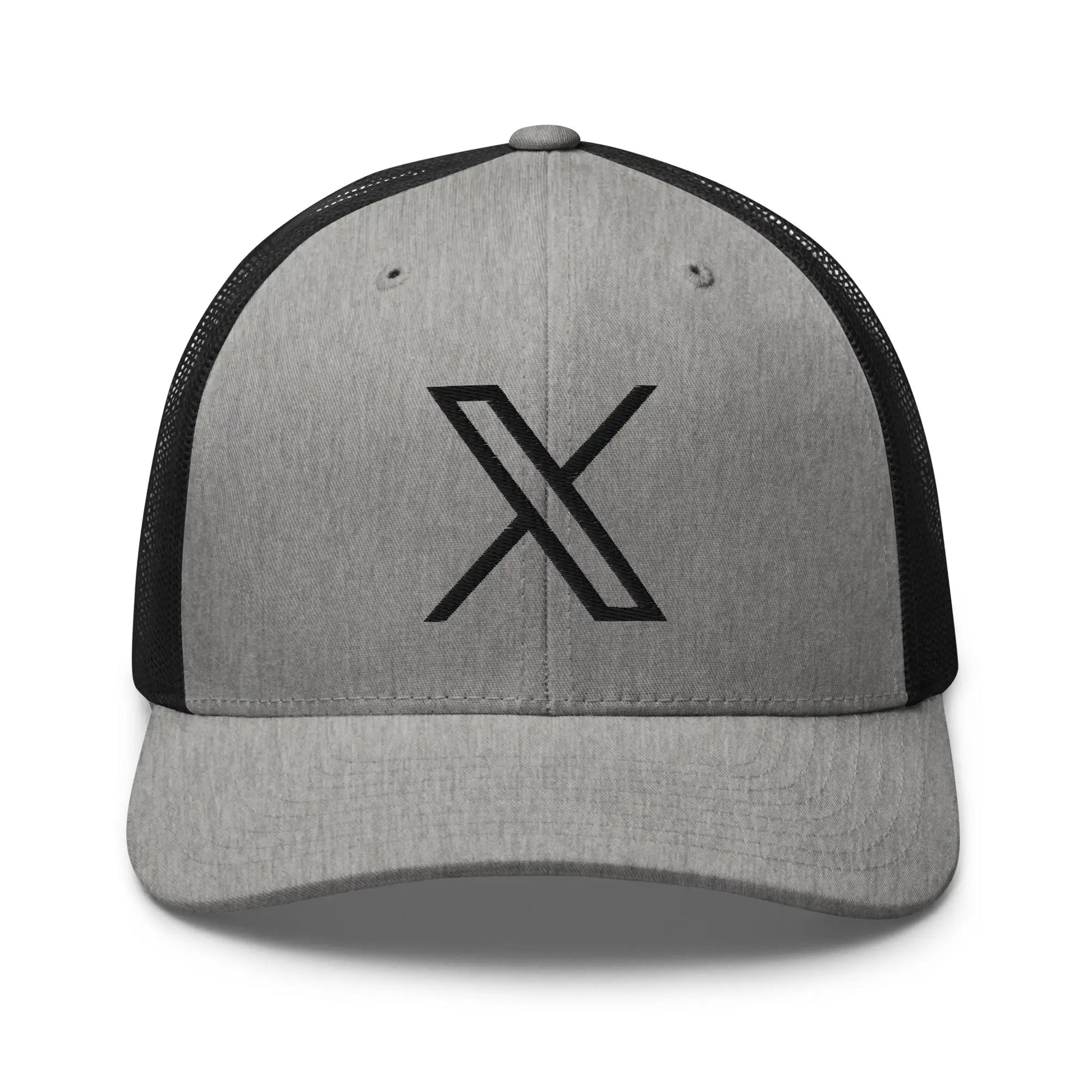 Black Twitter X Logo Trucker Cap - Heather/ Black