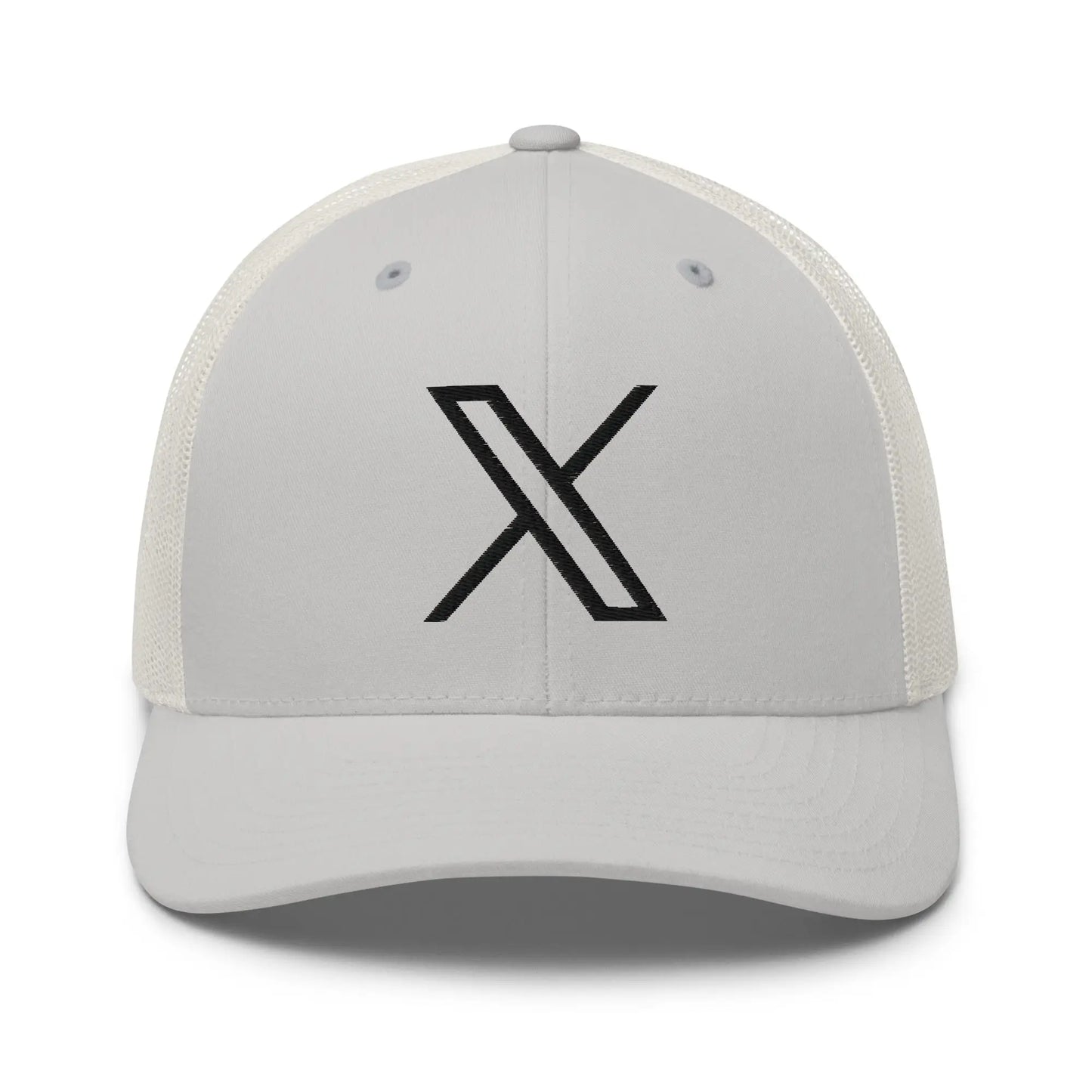 Black Twitter X Logo Trucker Cap - Silver