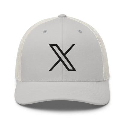 Black Twitter X Logo Trucker Cap - Silver