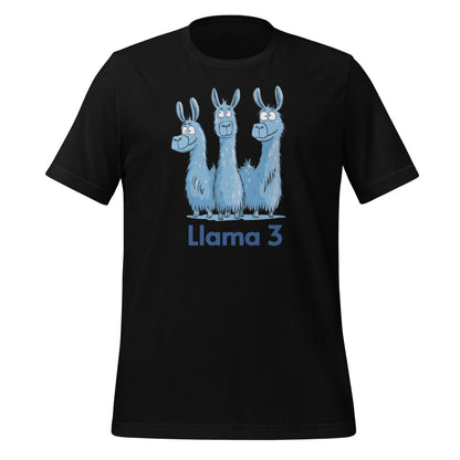 Blue Llama 3 Llamas T - Shirt (unisex) - Black - AI Store