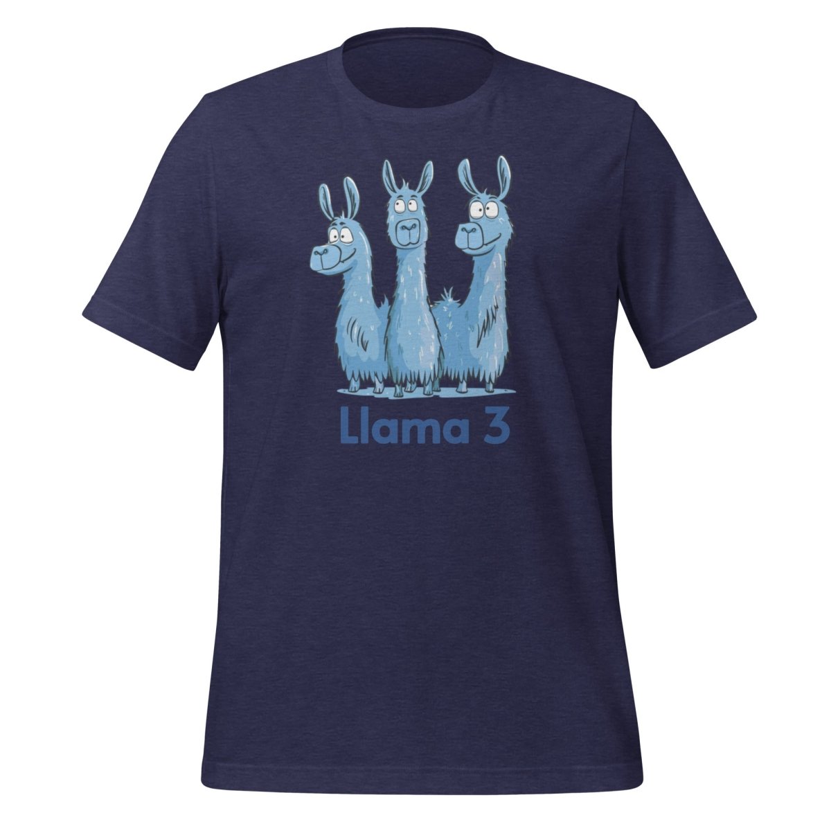 Blue Llama 3 Llamas T - Shirt (unisex) - Heather Midnight Navy - AI Store