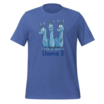 Blue Llama 3 Llamas T - Shirt (unisex) - Heather True Royal - AI Store