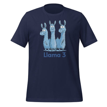 Blue Llama 3 Llamas T - Shirt (unisex) - Navy - AI Store
