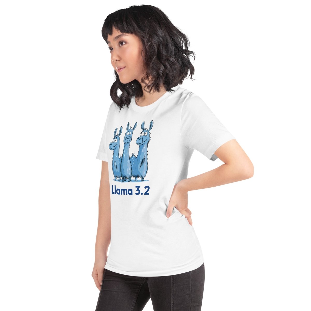 Blue Llama 3.2 Llamas T-Shirt (unisex) - White - AI Store