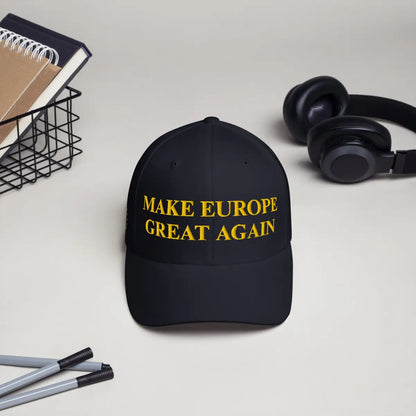 Blue MAKE EUROPE GREAT AGAIN (MEGA) Closed-Back Baseball Cap + EU Stars