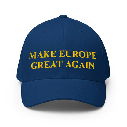 Blue MAKE EUROPE GREAT AGAIN (MEGA) Closed-Back Baseball Cap + EU Stars - Royal Blue / S/M