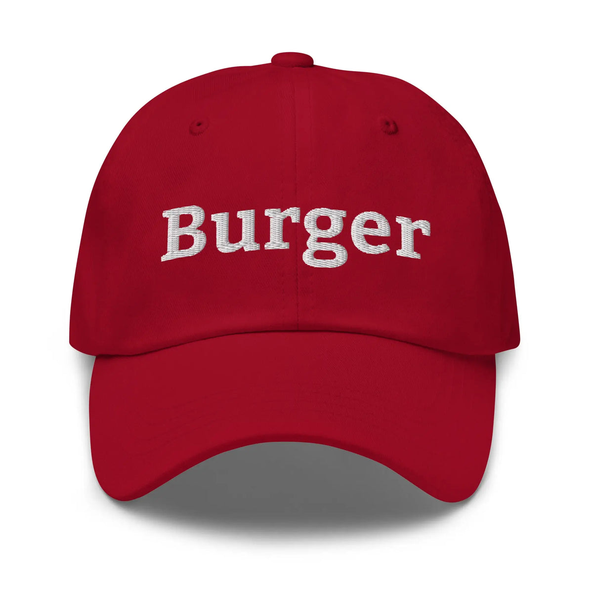 Burger Embroidered Cap - Cranberry