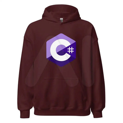 C# (C Sharp) Logo Hoodie (unisex) - Maroon / M