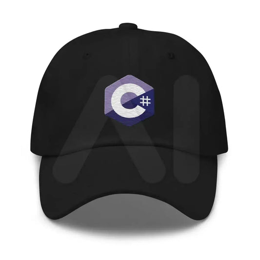 C# (C Sharp) Logo True-Color Embroidered Cap - Black