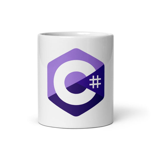 C# (C Sharp) Logo White Glossy Mug - 11 oz - AI Store