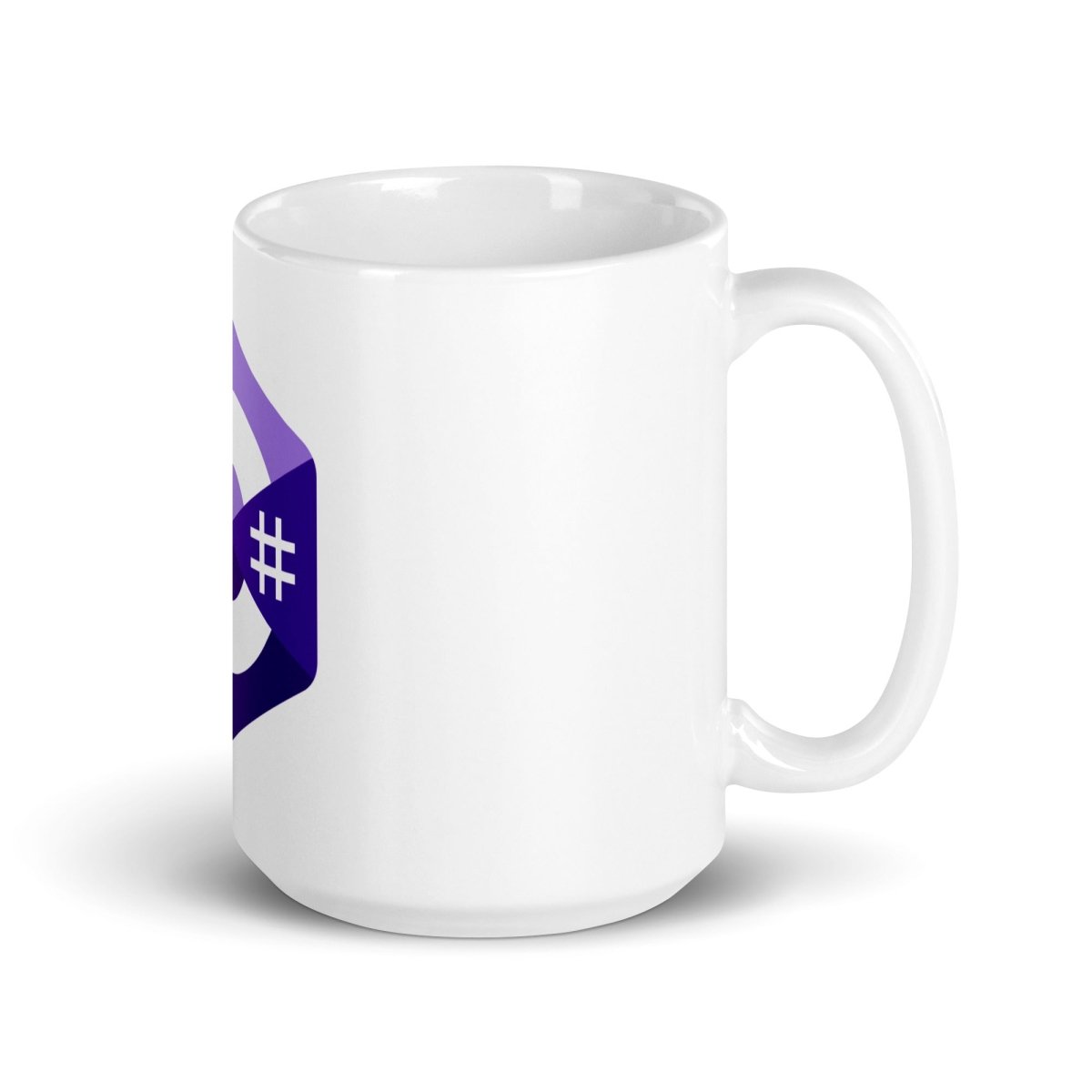 C# (C Sharp) Logo White Glossy Mug - 15 oz - AI Store