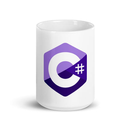 C# (C Sharp) Logo White Glossy Mug - 15 oz - AI Store