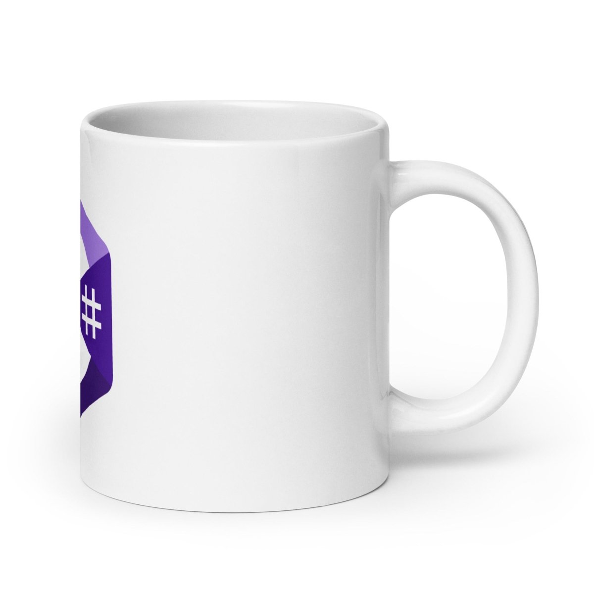 C# (C Sharp) Logo White Glossy Mug - 20 oz - AI Store